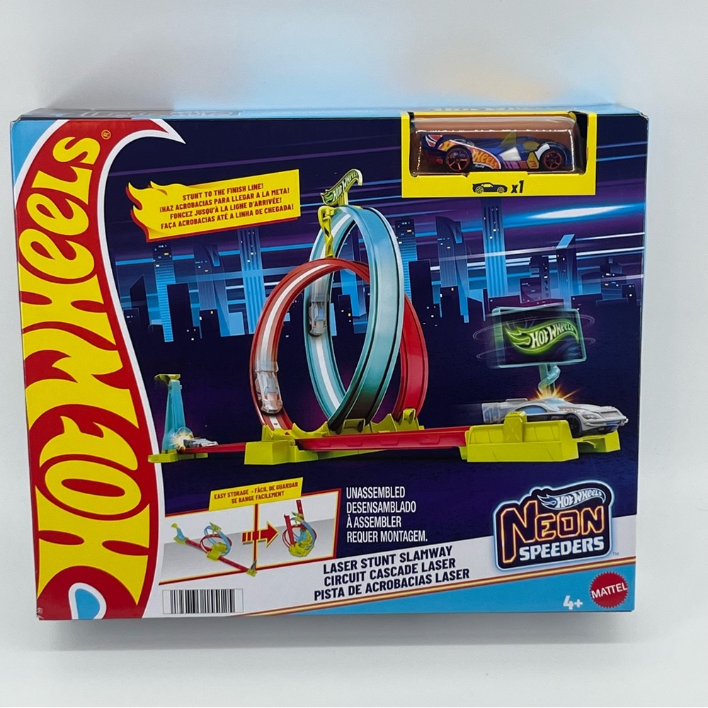 NIB Hot Wheels Neon Speeders Laser Stunt Slamway